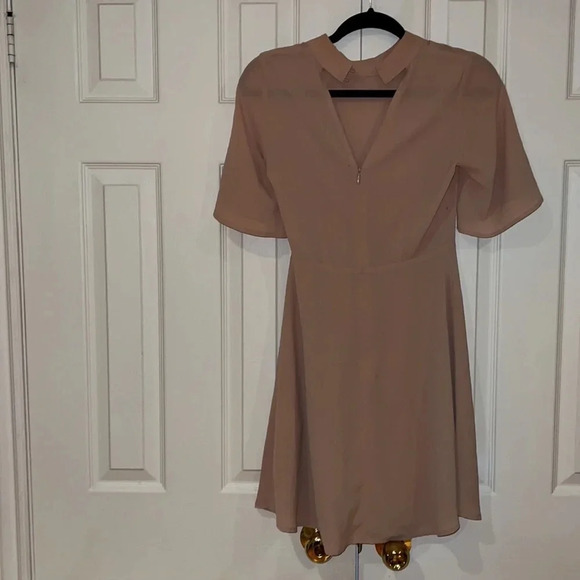 H&M Nude pink Elegant A Line Midi dress SZ  2 - Picture 5 of 16